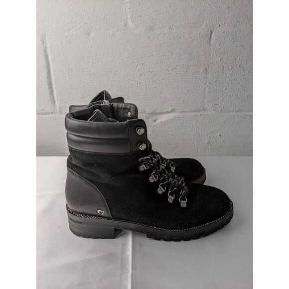 Coach Lorren Black Leather‎ Suede Combat Booties Women’s Size US 8 - Picture 1 of 9